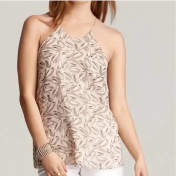 Theory Brylia Tank Top Blouse Sleeveless Shirt Pure Silk Leaf Ivory Size Small - Picture 8 of 9